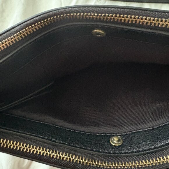 Fossil Devon Double Zip Crossbody Black Leather with Key Charm - Picture 7 of 8